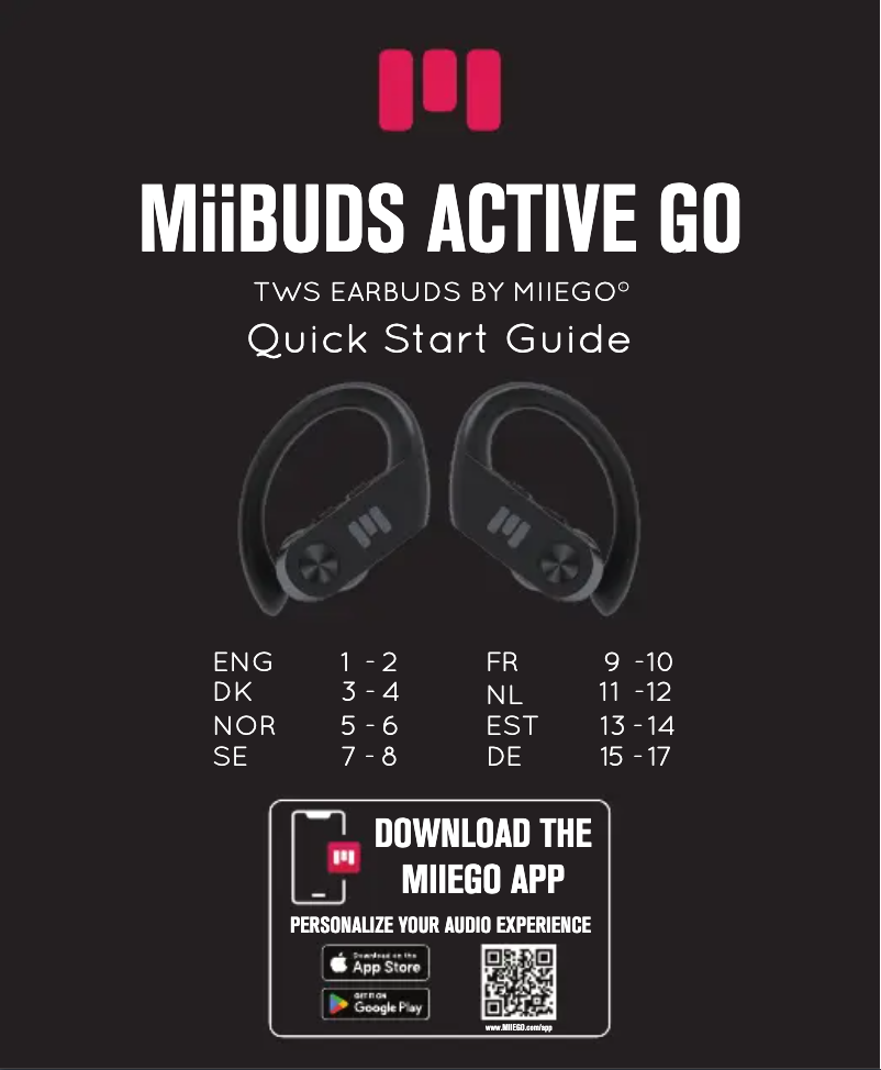 Página 1 del manual Manual de usuario Miiego MiiBUDS ACTIVE GO