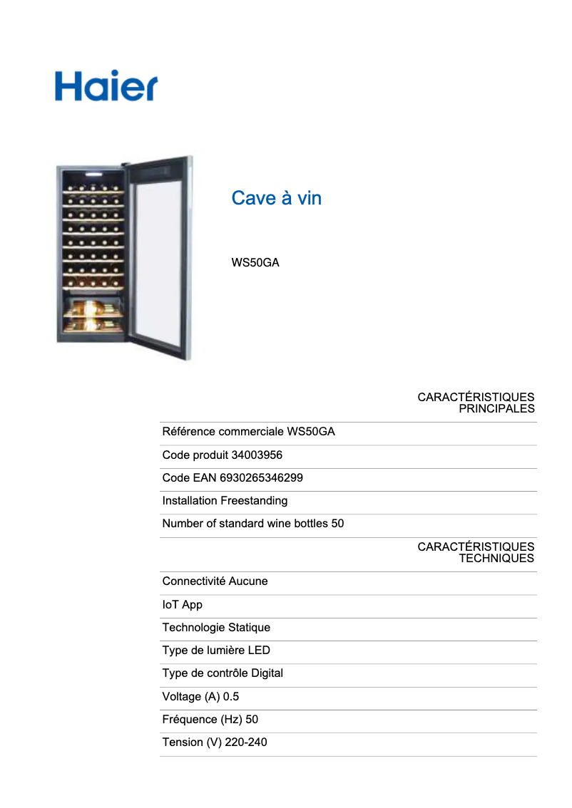 Imagen de la primera página del manual del dispositivo WS50GA