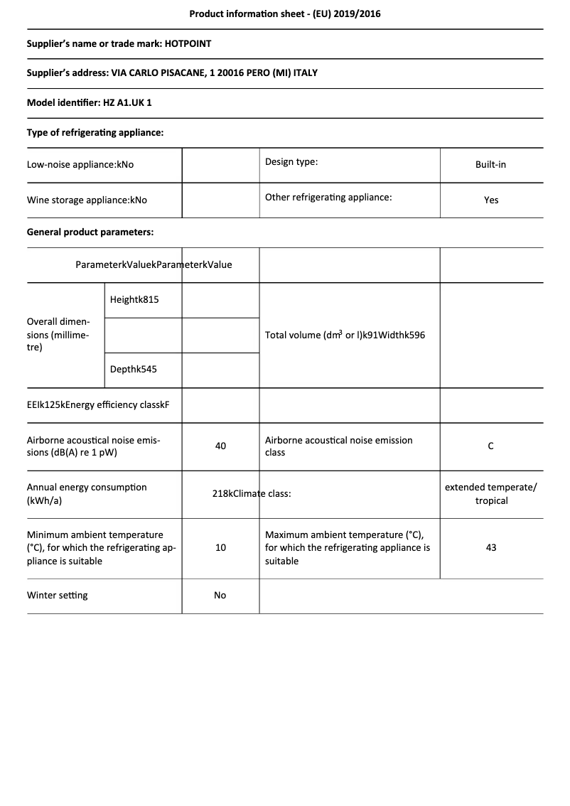 Imagen de la primera página del manual del dispositivo HZ A1.UK 1