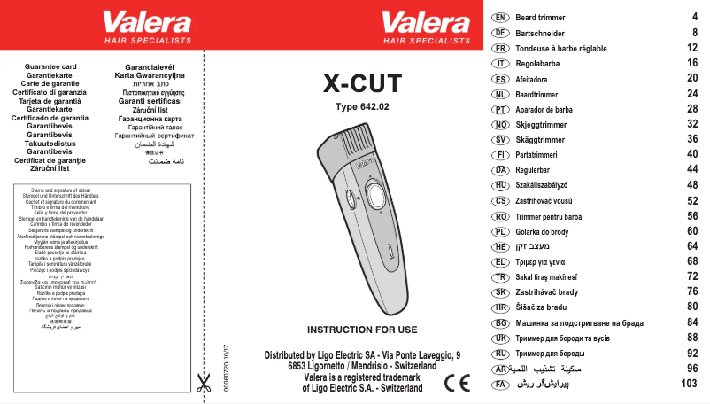 Imagen de la primera página del manual del dispositivo X-CUT