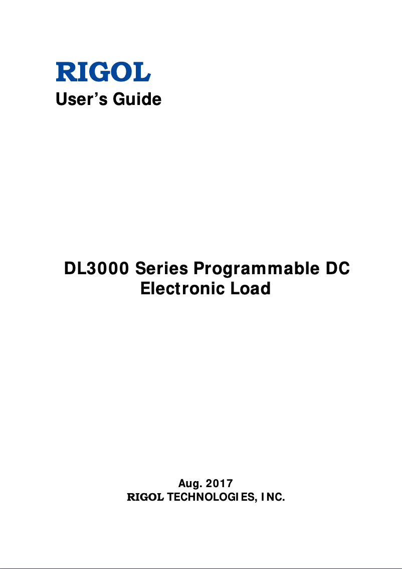 Página 1 del manual Manual de usuario Rigol DL3021A