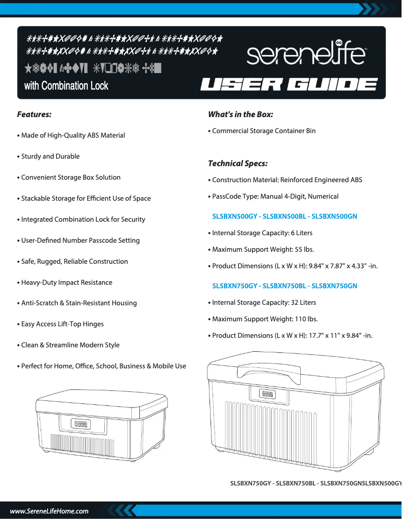 Imagen de la primera página del manual del dispositivo SLSBXN750GN
