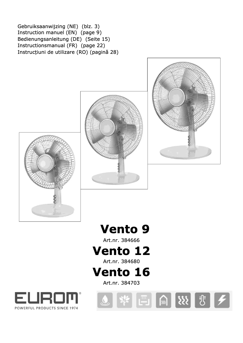 Página nº 1 - Manual de usuario Eurom Vento 16SR