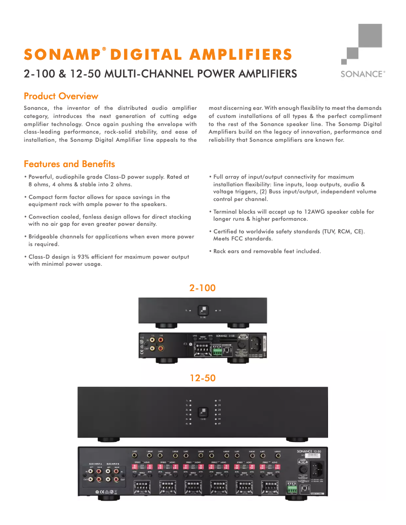 Imagen de la primera página del manual del dispositivo Sonamp 2-100 Digital