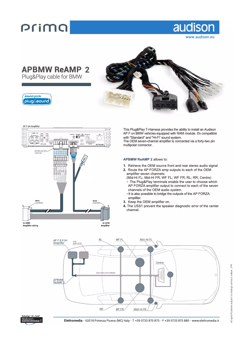 Página 1 del manual Ficha técnica Audison Prima APBMW ReAMP 2