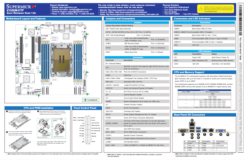 Página nº 1 - Guía de inicio rápido Supermicro X13SEM-F