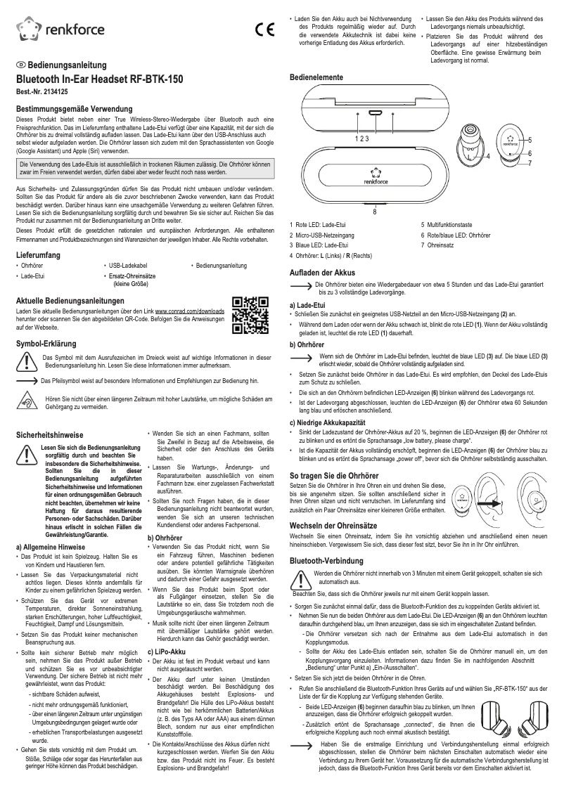 Imagen de la primera página del manual del dispositivo RF-BTK-150