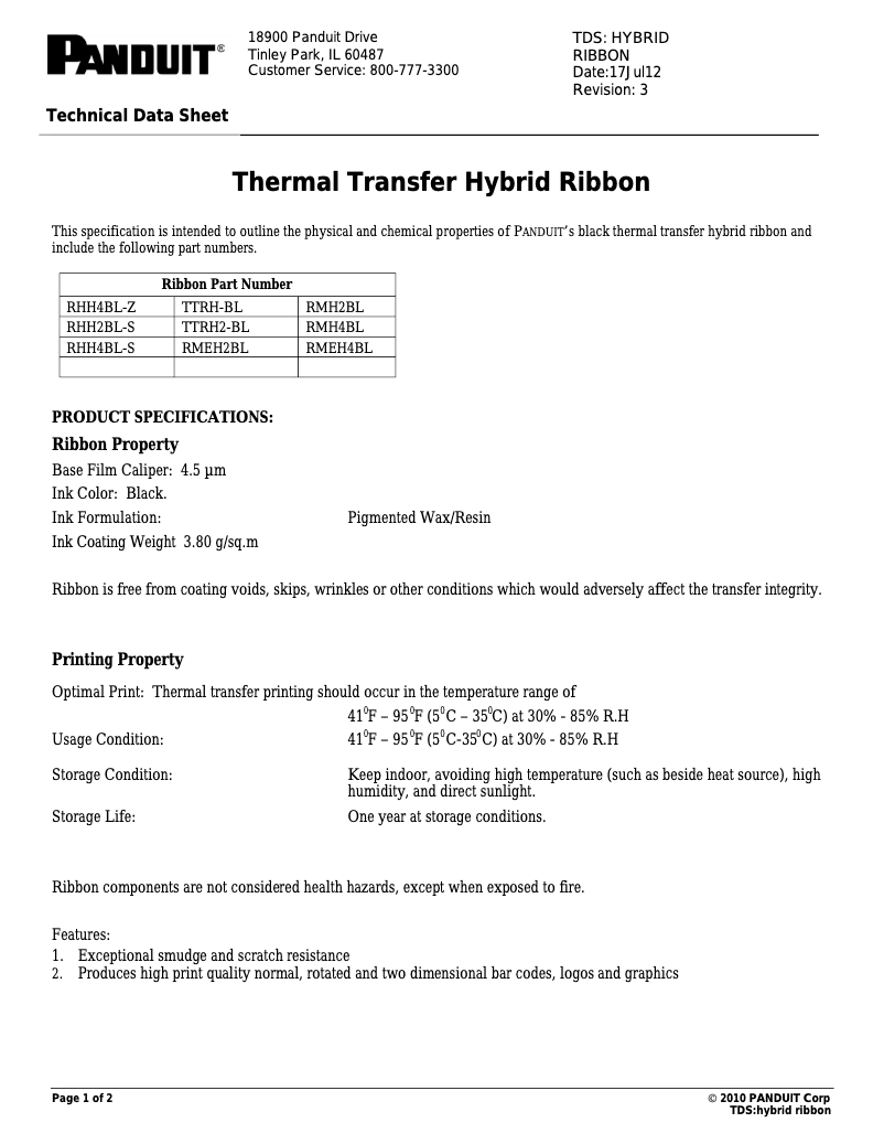 Página nº 1 - Manual de usuario Panduit RMEH4BL