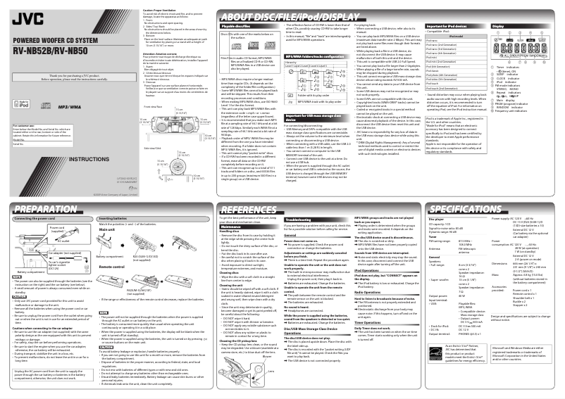 Imagen de la primera página del manual del dispositivo RV-NB52B