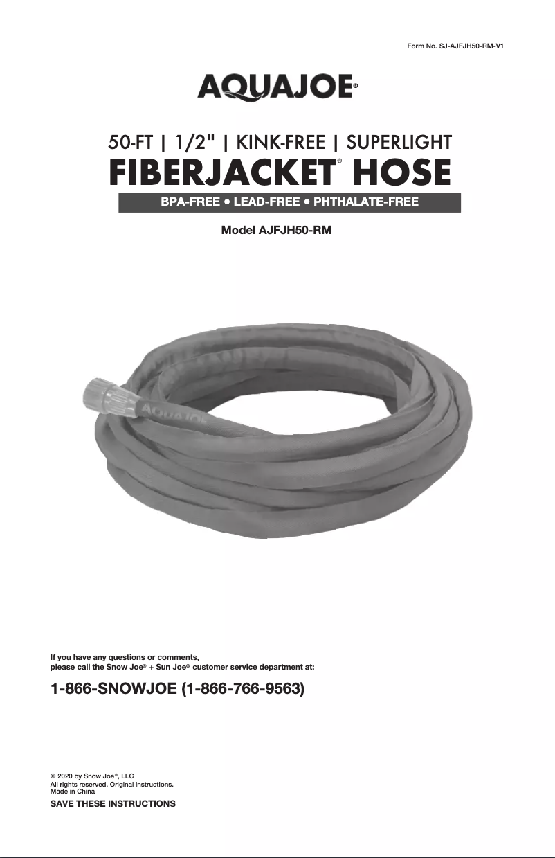 Página nº 1 - Manual de usuario Aqua Joe AJFJH50-RM