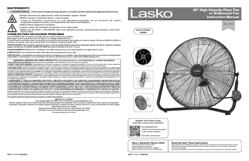 Imagen de la primera página del manual del dispositivo H20660