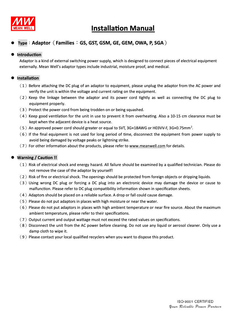Página 1 del manual Manual de instrucciones Mean Well GSM220A48-R7B
