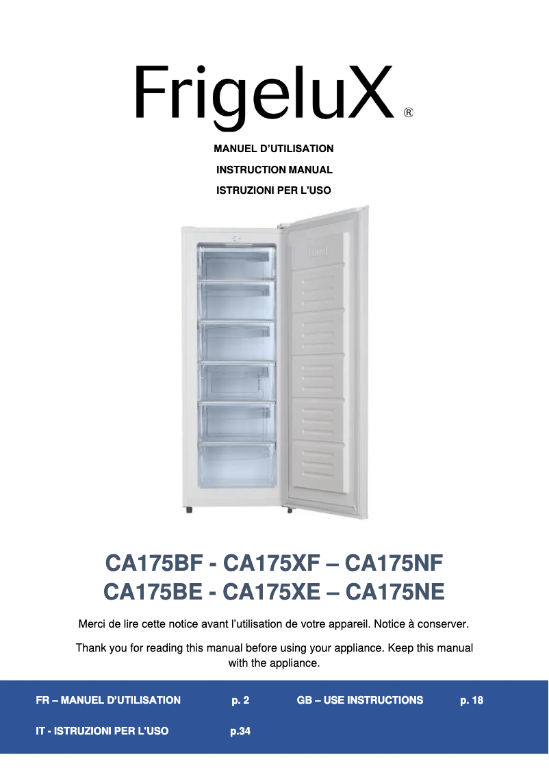 Imagen de la primera página del manual del dispositivo CA175XE