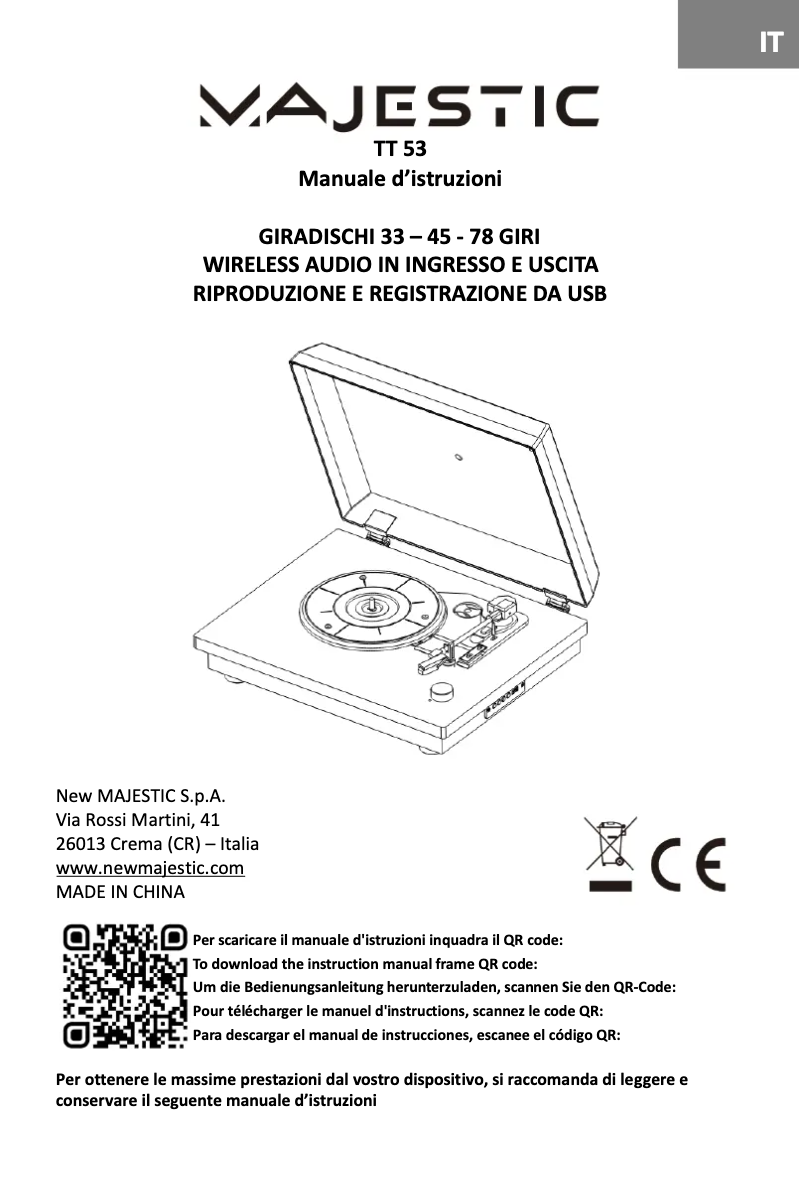 Página 1 del manual Manual de usuario Majestic TT 53
