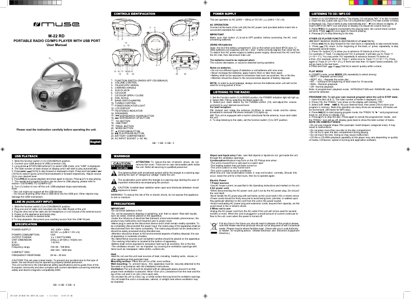 Página 1 del manual Manual de usuario Muse M-22 RD