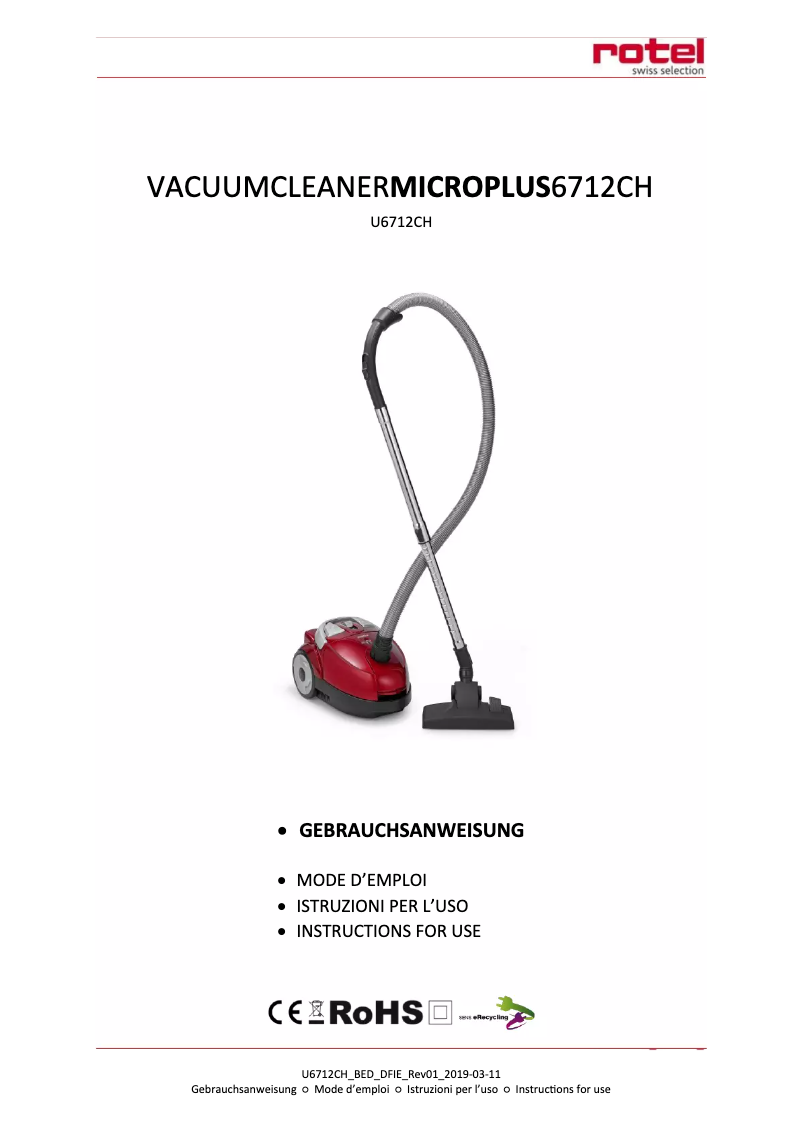 Página nº 1 - Manual de usuario Rotel U6712CH