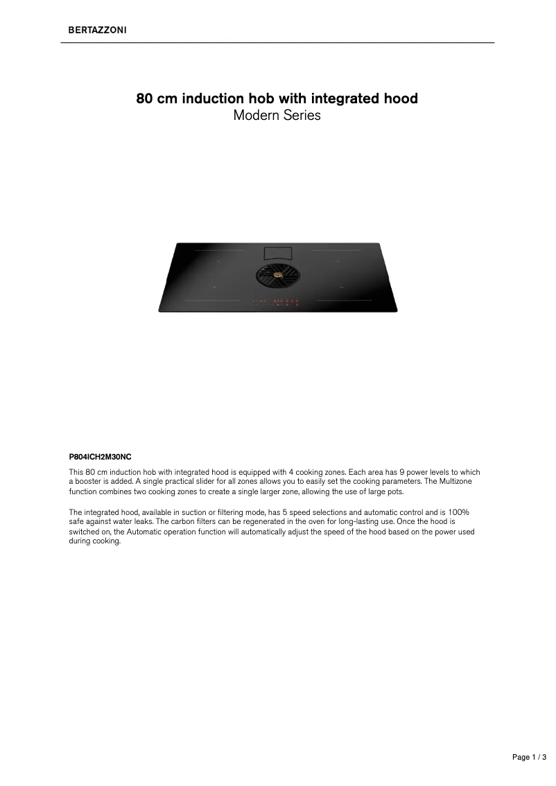 Página nº 1 - Manual de usuario Bertazzoni P804ICH2M30NC