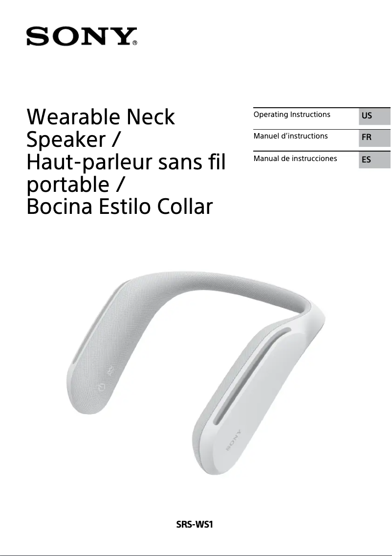 Imagen de la primera página del manual del dispositivo SRS-WS1