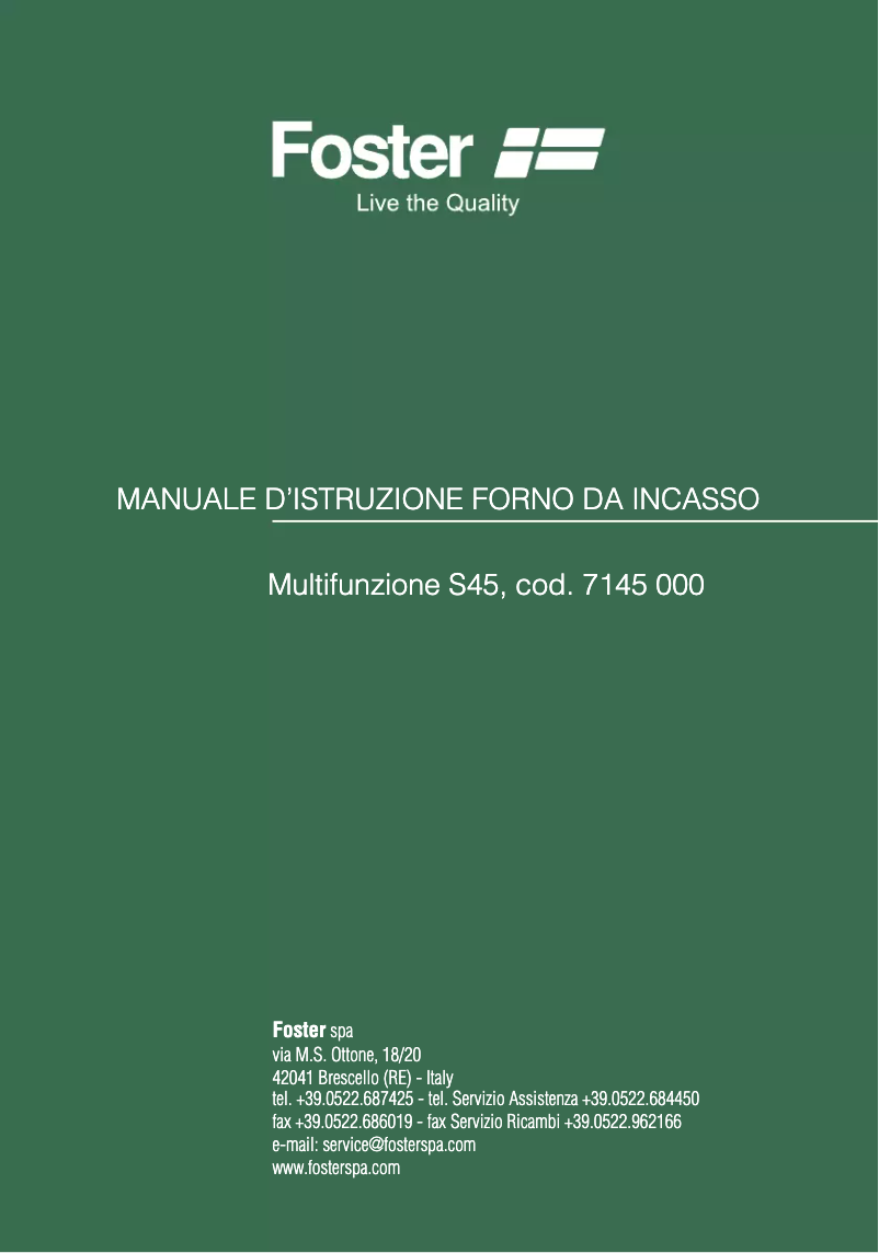 Página 1 del manual Manual de usuario Foster 7145 000
