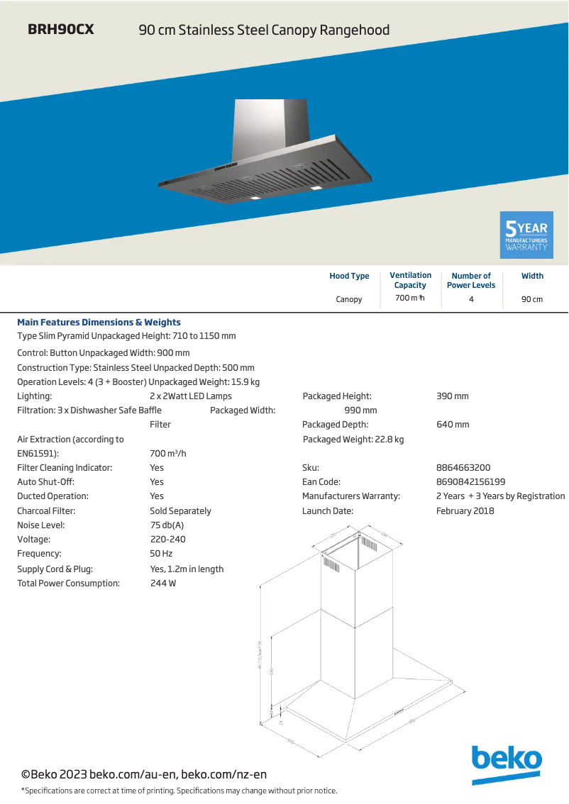 Imagen de la primera página del manual del dispositivo BRH90CX