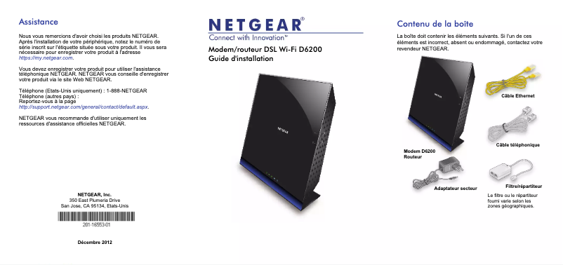 Página 1 del manual Guía de instalación Netgear D6200