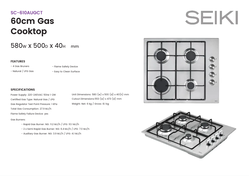 Imagen de la primera página del manual del dispositivo SC-610AUGCT