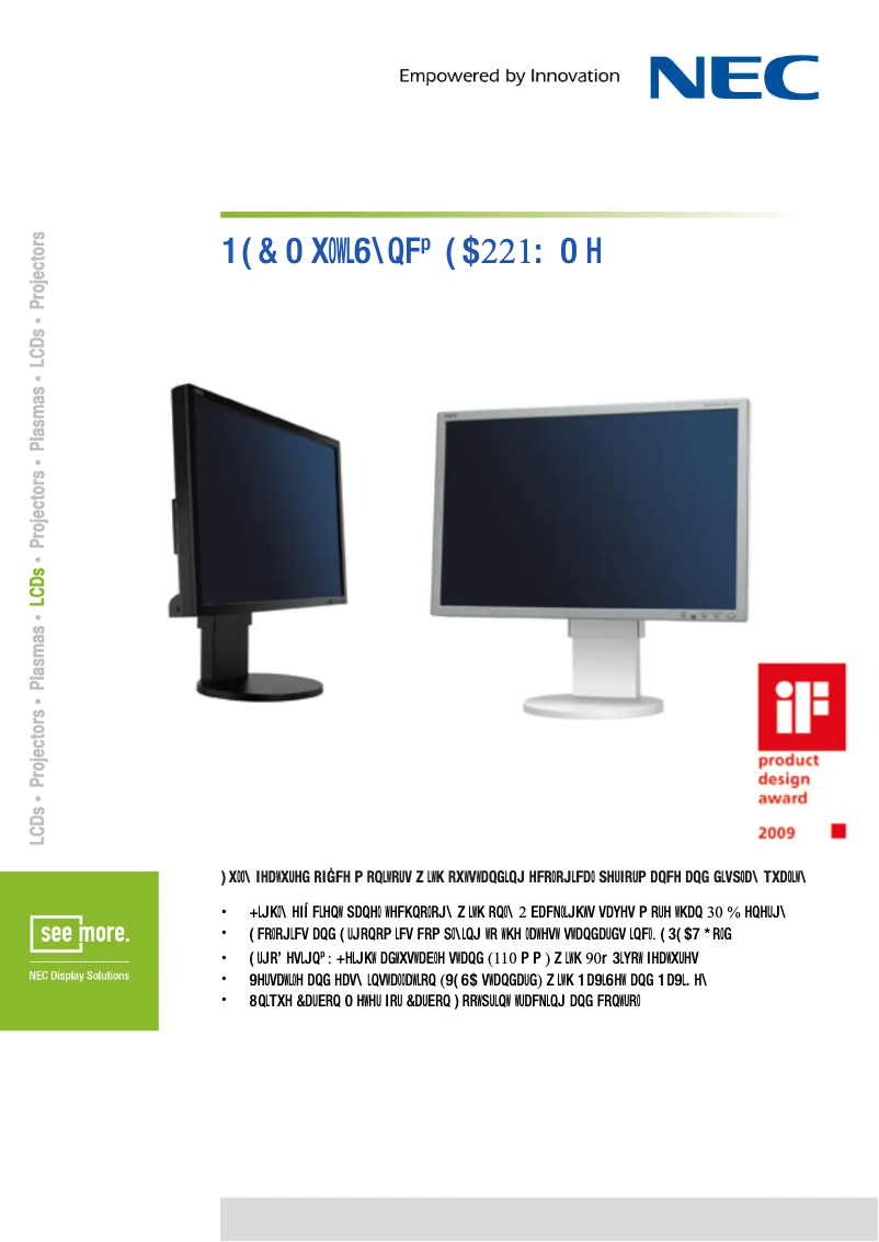 Imagen de la primera página del manual del dispositivo MultiSync EA221WMe