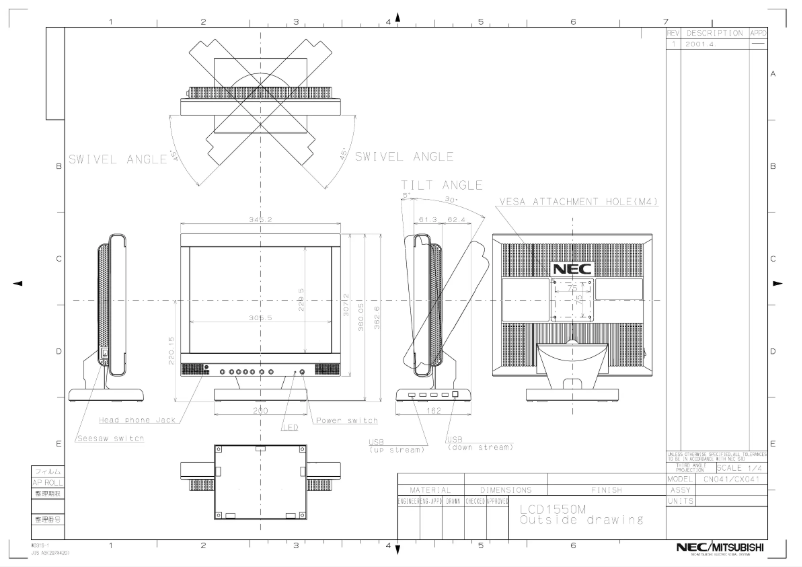 Imagen de la primera página del manual del dispositivo MultiSync LCD1550M