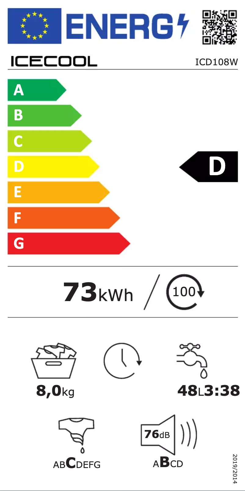 Página 1 del manual Etiqueta energética Icecool ICD108W