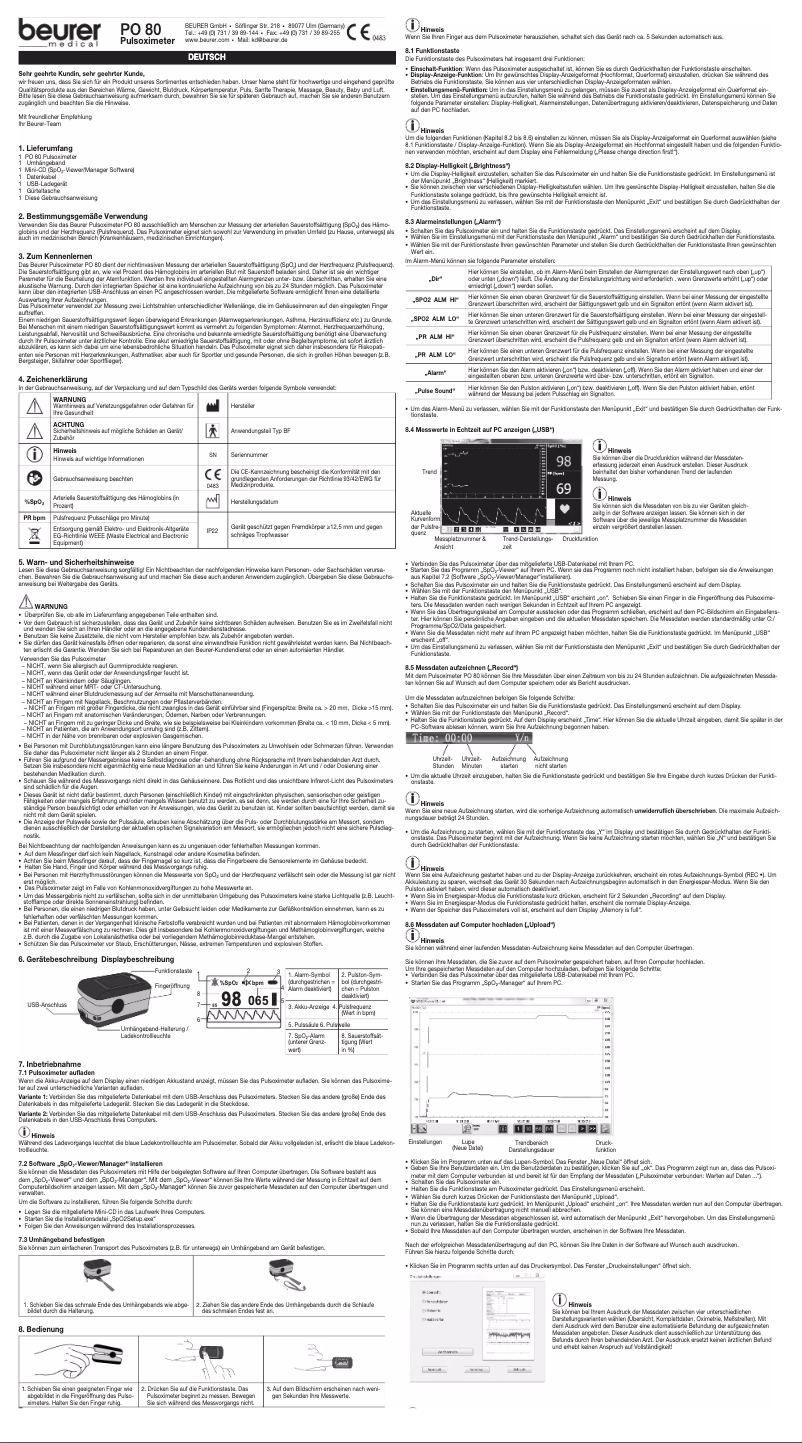 Imagen de la primera página del manual del dispositivo PO 80