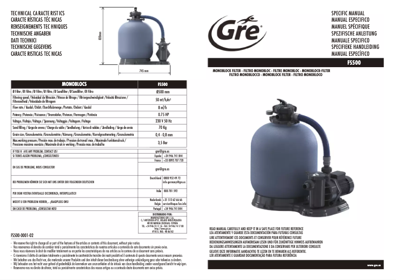 Página 1 del manual Manual de usuario Gre FS500 (CN)