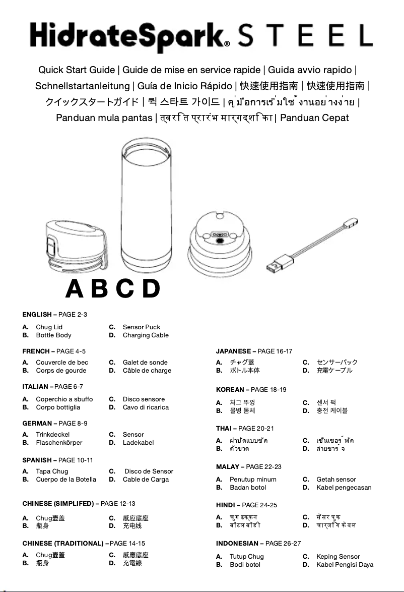 Página 1 del manual Manual de usuario Hidrate Spark Steel