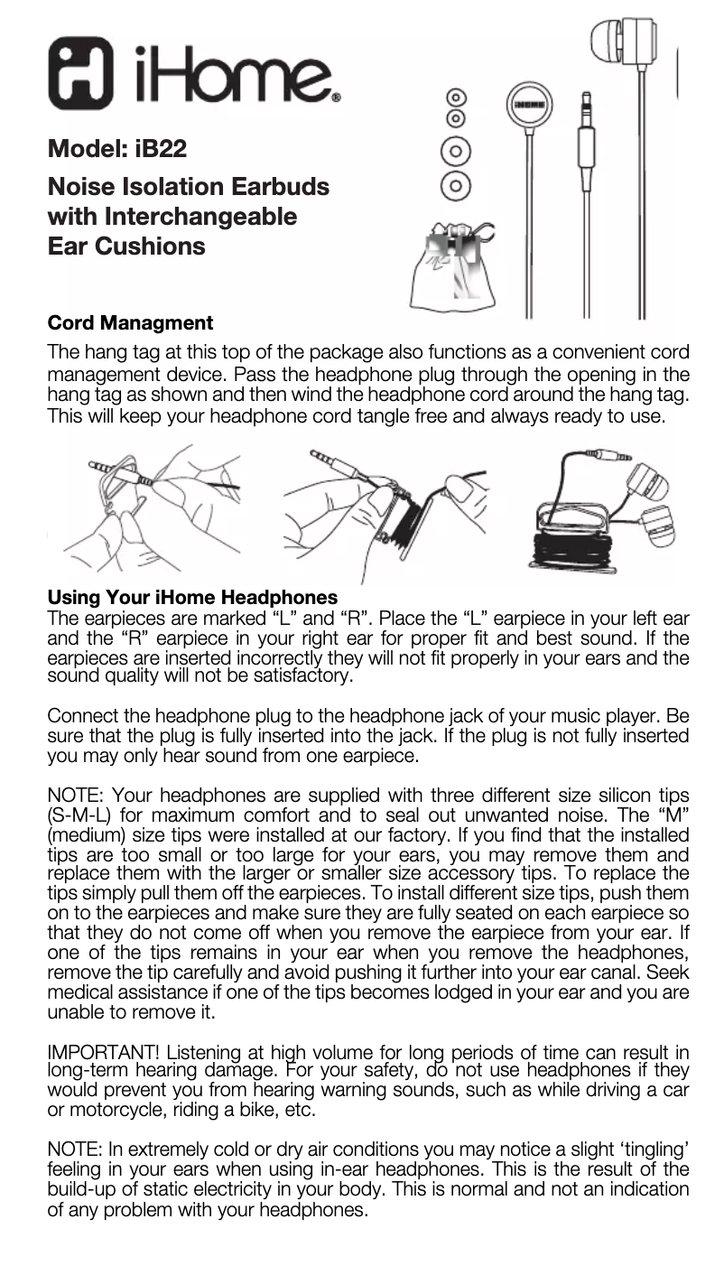 Página nº 1 - Manual de usuario iHome iB22