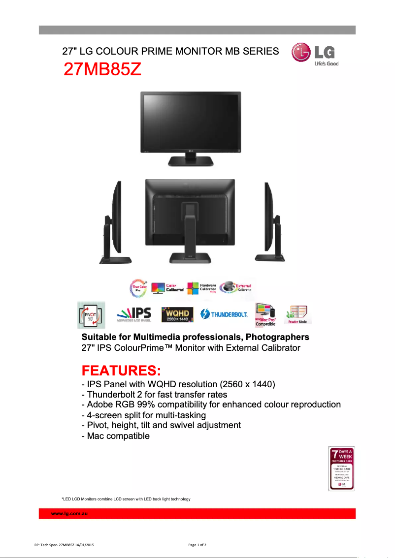 Imagen de la primera página del manual del dispositivo 27MB85Z-B