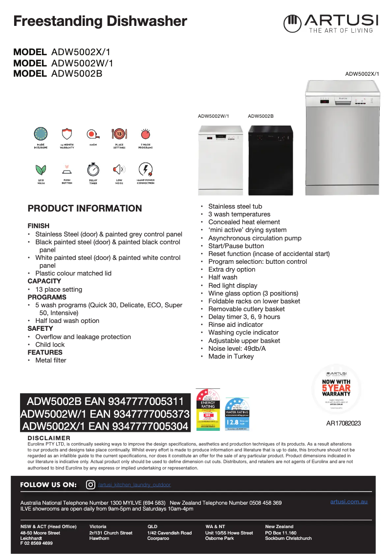 Imagen de la primera página del manual del dispositivo ADW5002W1