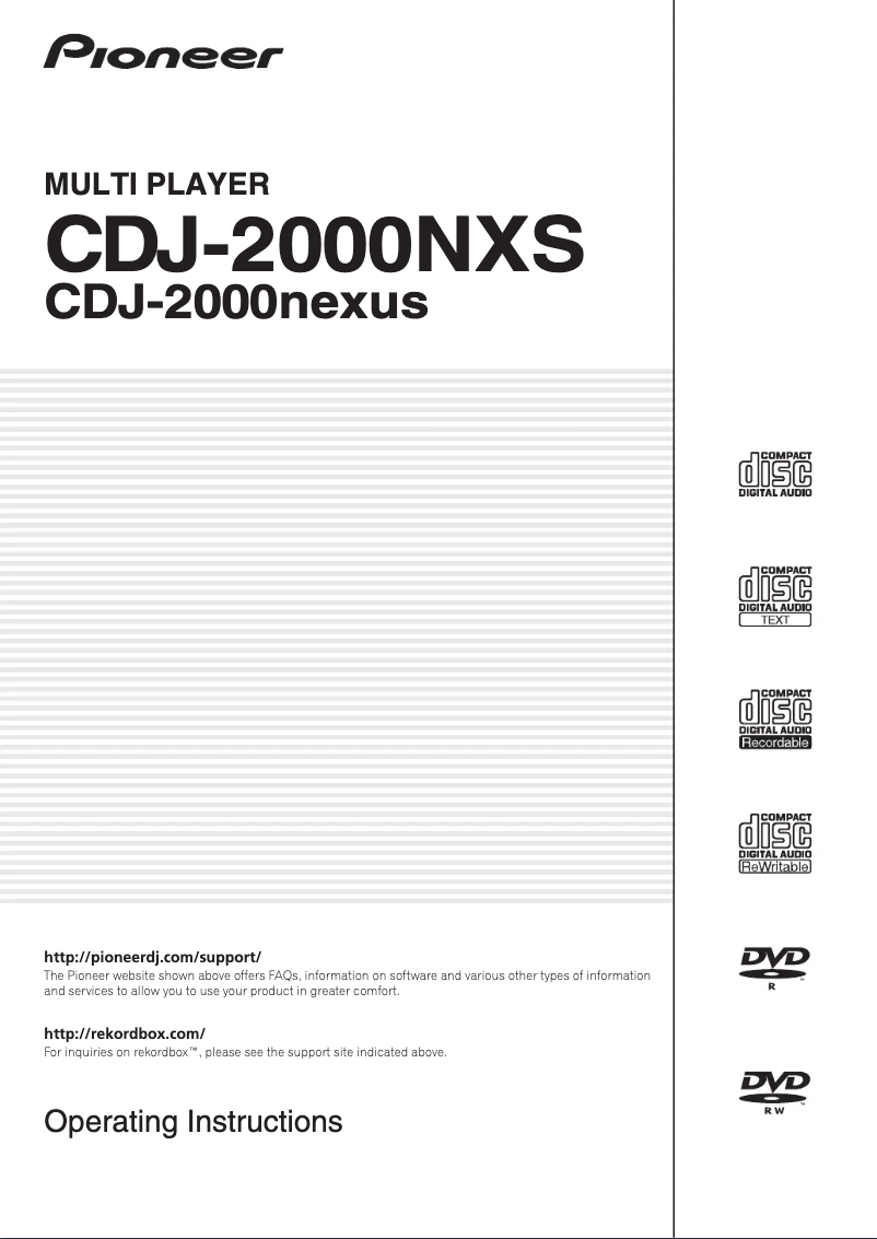 Imagen de la primera página del manual del dispositivo CDJ-2000NEXUS