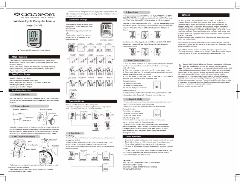 Página 1 del manual Manual de usuario Ciclo Master CM 309