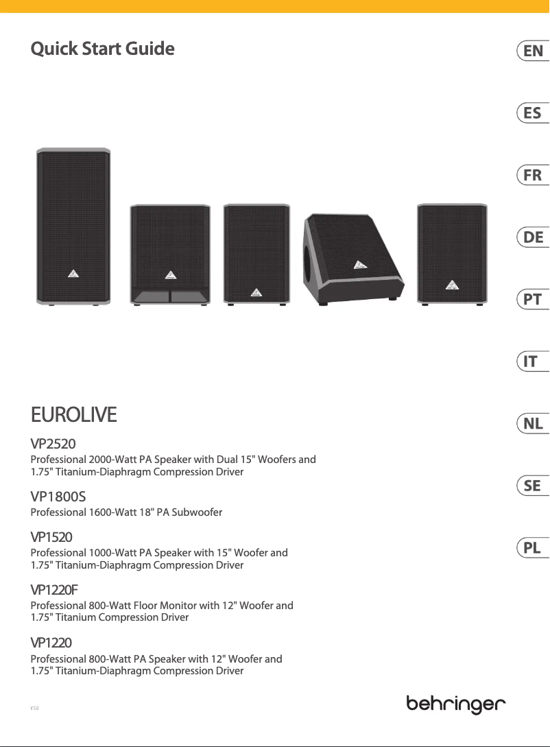 Imagen de la primera página del manual del dispositivo Eurolive VP1220