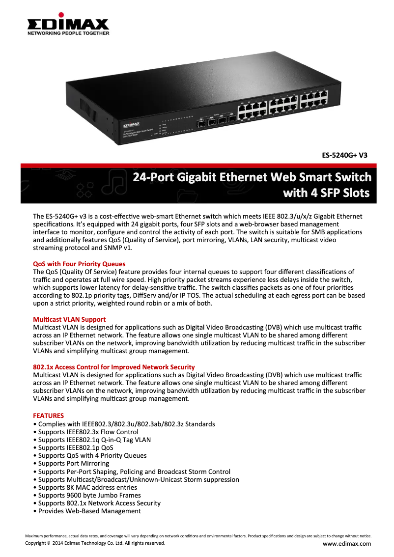 Imagen de la primera página del manual del dispositivo ES-5240G+ V3