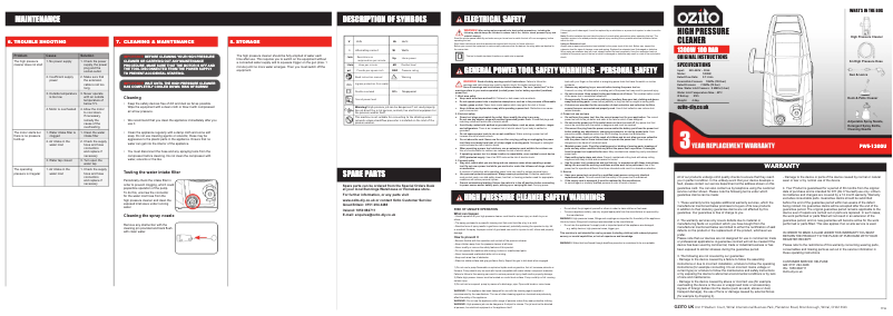 Página nº 1 - Manual de usuario Ozito PWE-1300U