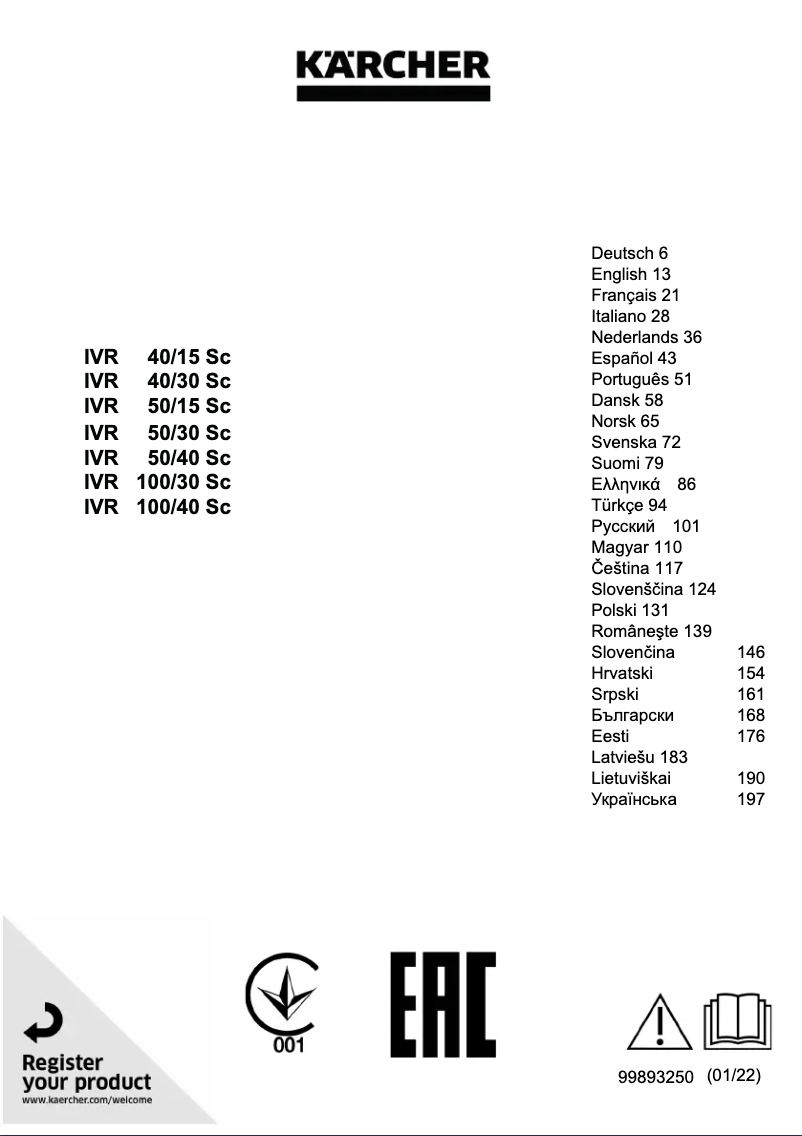 Imagen de la primera página del manual del dispositivo IVR 50/40 Sc