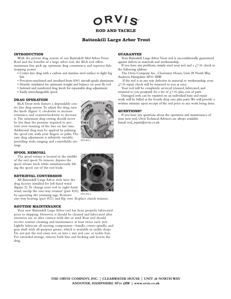 Imagen de la primera página del manual del dispositivo Battenkill Large Arbor Trout III