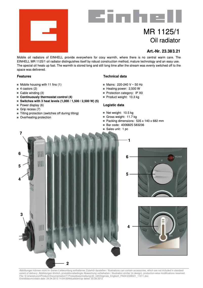 Imagen de la primera página del manual del dispositivo MR 1125/1