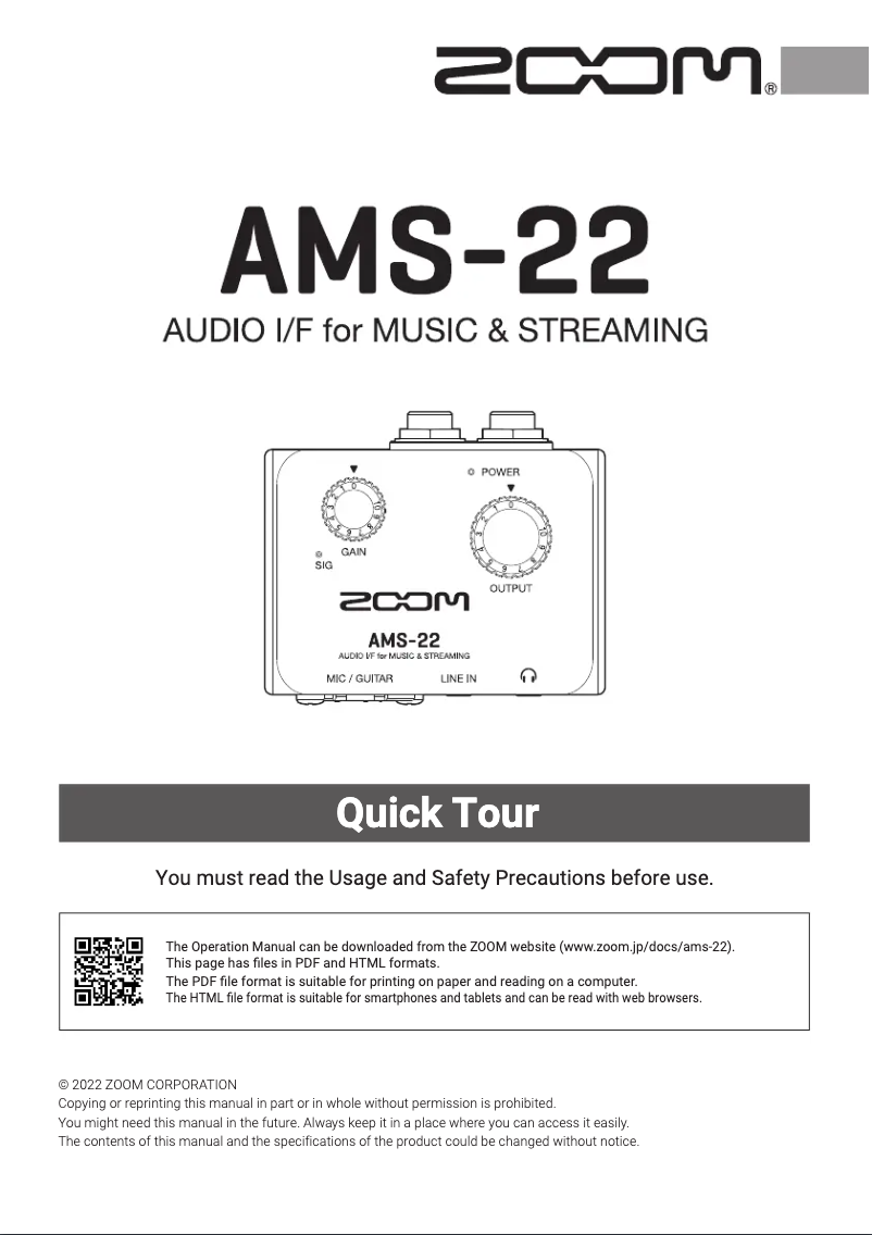 Imagen de la primera página del manual del dispositivo AMS-22