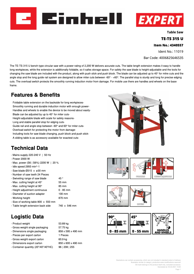 Imagen de la primera página del manual del dispositivo TE-TS 315 U