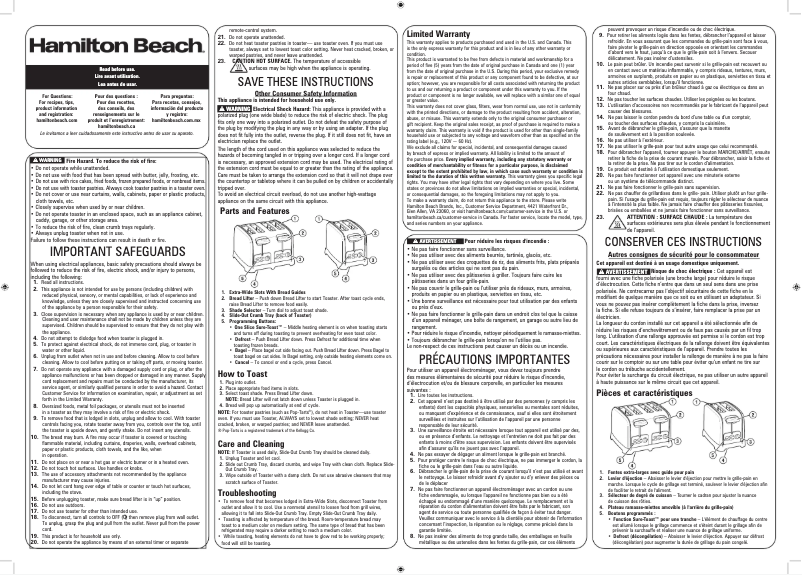 Página 1 del manual Manual de usuario Hamilton Beach 24782