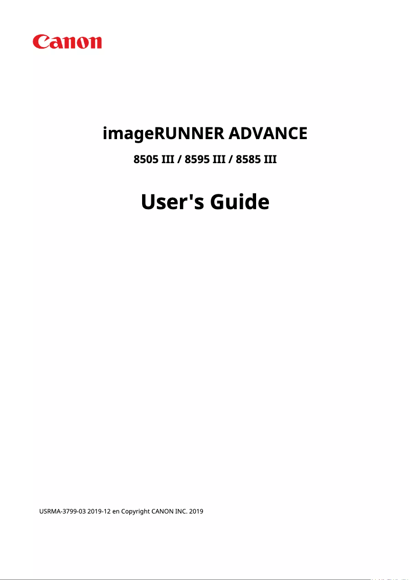 Imagen de la primera página del manual del dispositivo imageRUNNER ADVANCE 8585 PRO III