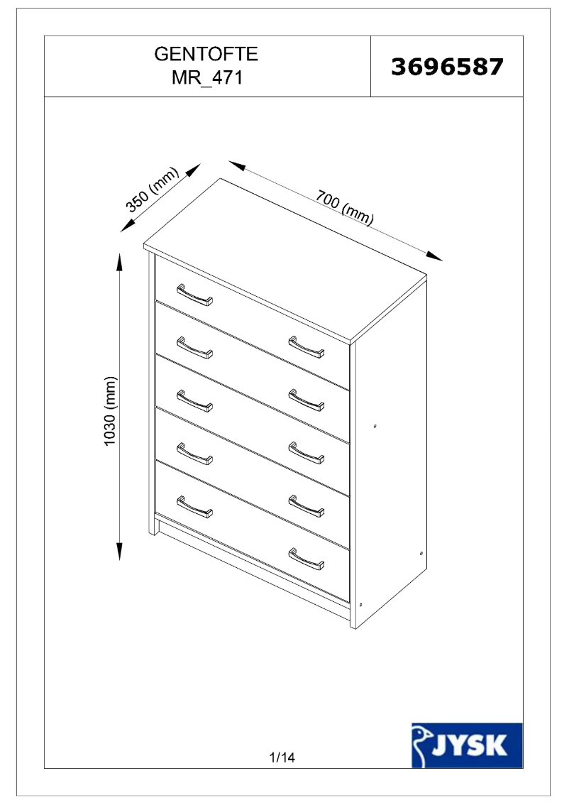 Página 1 del manual Manual de usuario JYSK Gentofte (70x103x35)