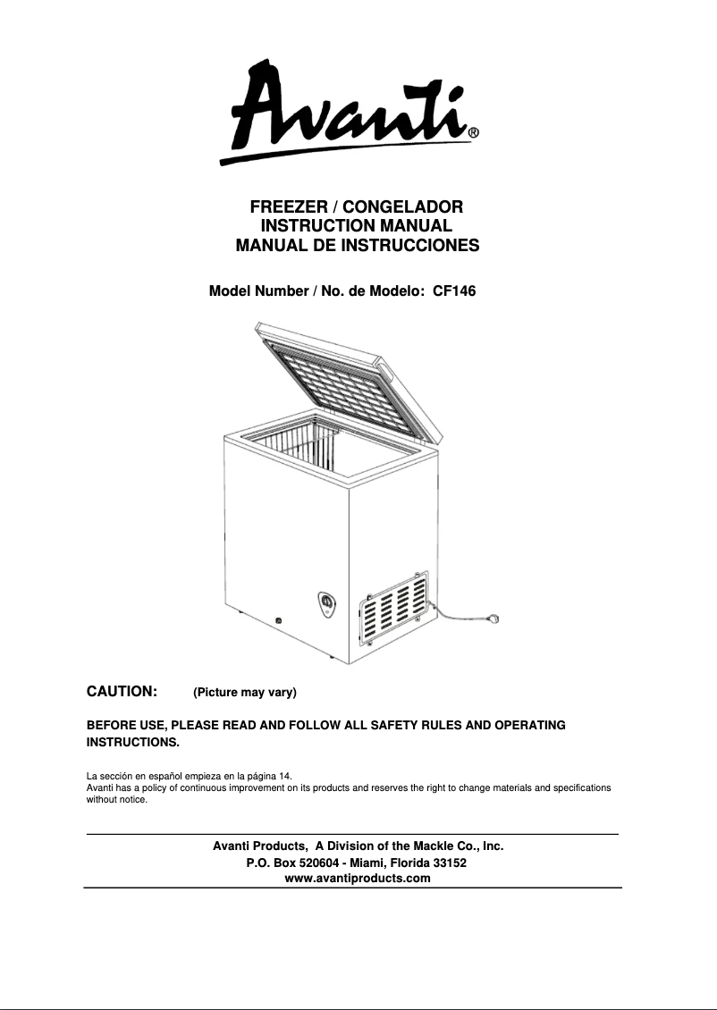 Imagen de la primera página del manual del dispositivo CF146