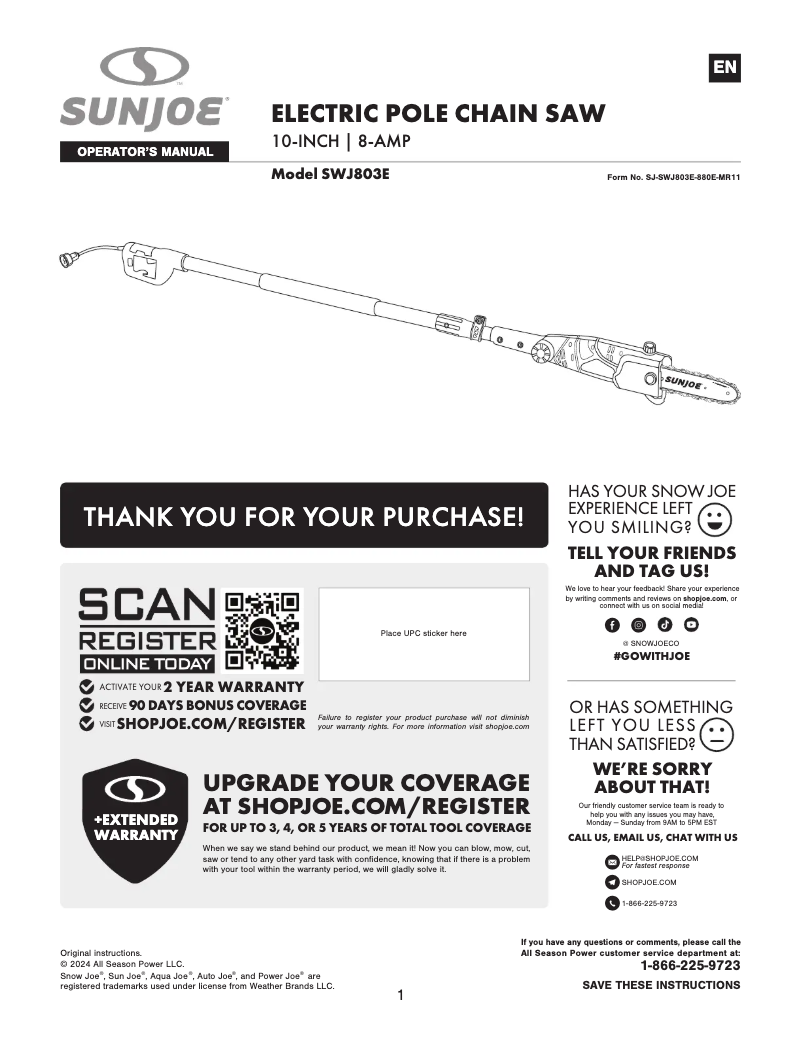 Imagen de la primera página del manual del dispositivo SWJ803E